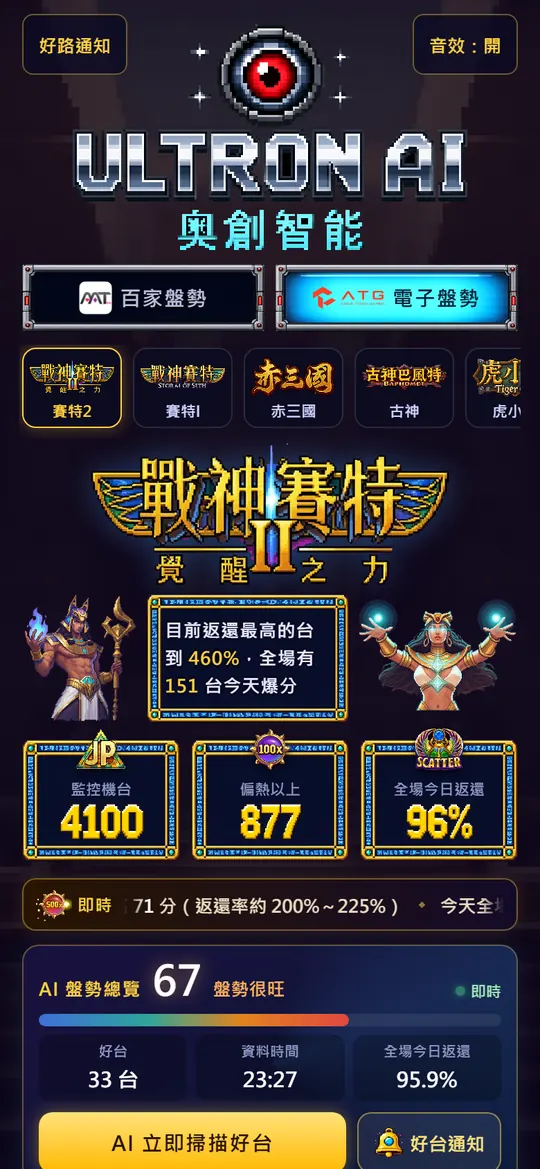 奧創 App 的戰神賽特2-覺醒之力電子盤勢實際畫面